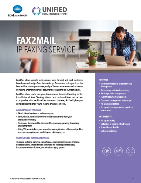 Unified Communications, FAX2MAIL, IP Faxing, Service, Konica Minolta, LA Office Solutions