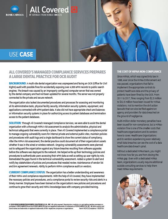 All Covered, HIPAA, Case Study, Konica-Minolta, LA Office Solutions