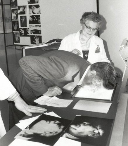 Old Photo, Man Copying Face on Copier, LA Office Solutions