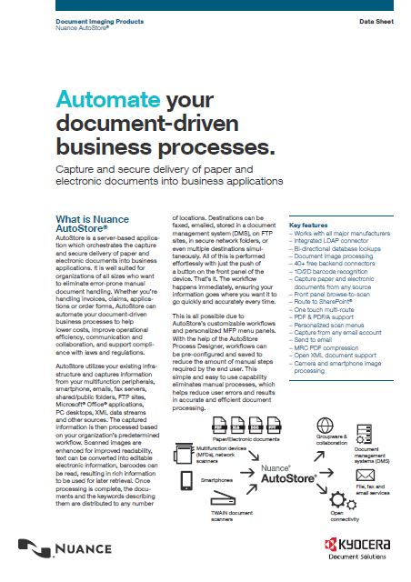 Kyocera, Software, Capture, Distribution, Nuance, Autostore, LA Office Solutions