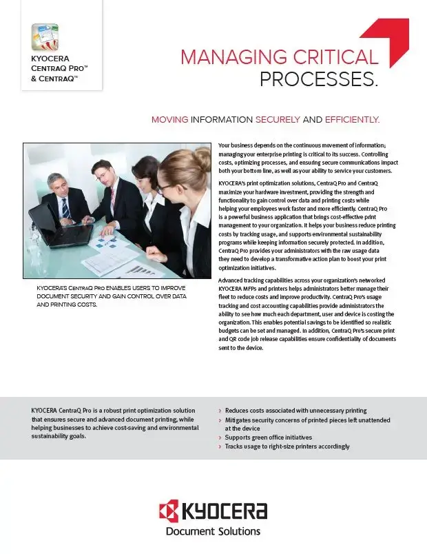 Kyocera, Software, Cost Control, Security Centraq Pro, LA Office Solutions