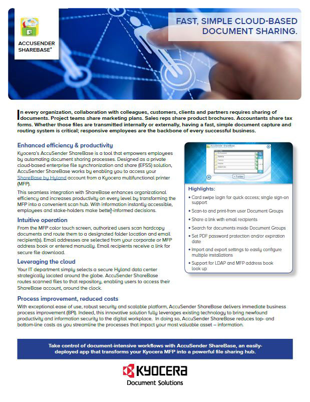 Kyocera, Software, Document Management, Accusender Sharebase, LA Office Solutions