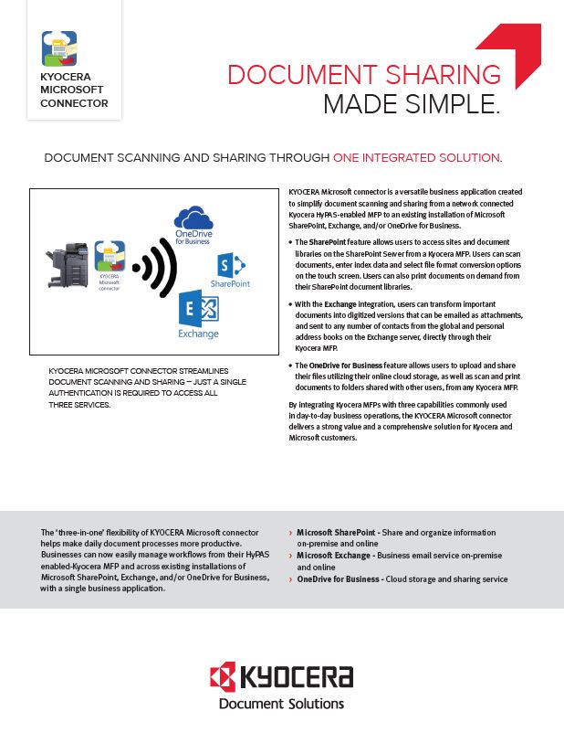 Kyocera, Software, Document Management, Kyocera, Microsoft Connector, LA Office Solutions