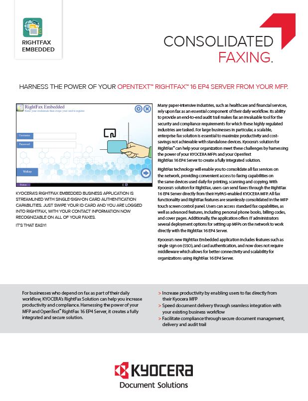 Kyocera, Software, Document Management Kyocera, Rightfax Embedded, LA Office Solutions