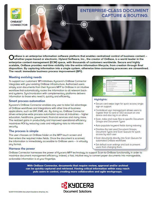 Kyocera, Software, Document Management, Onbase Connector, LA Office Solutions
