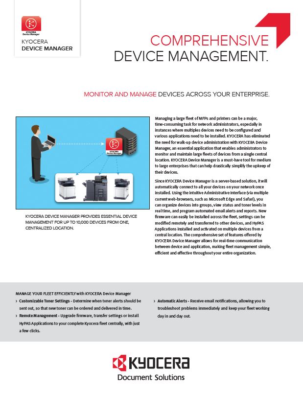 Kyocera, Software, Network Device Management, Kyocera, Device Manager, LA Office Solutions