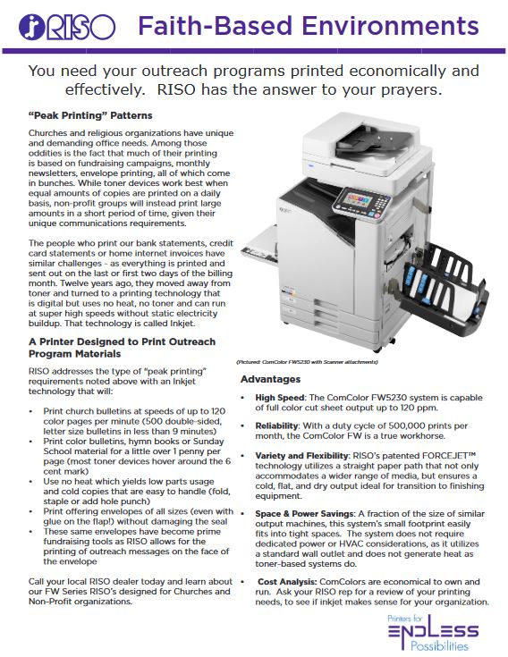 non-profit, religious, Riso, LA Office Solutions