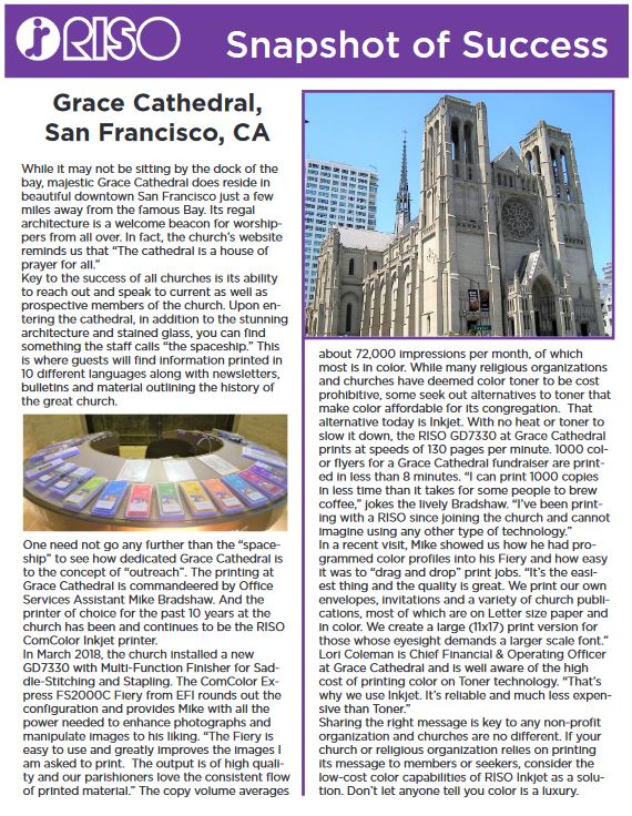 Non-profit, religious, Riso, LA Office Solutions