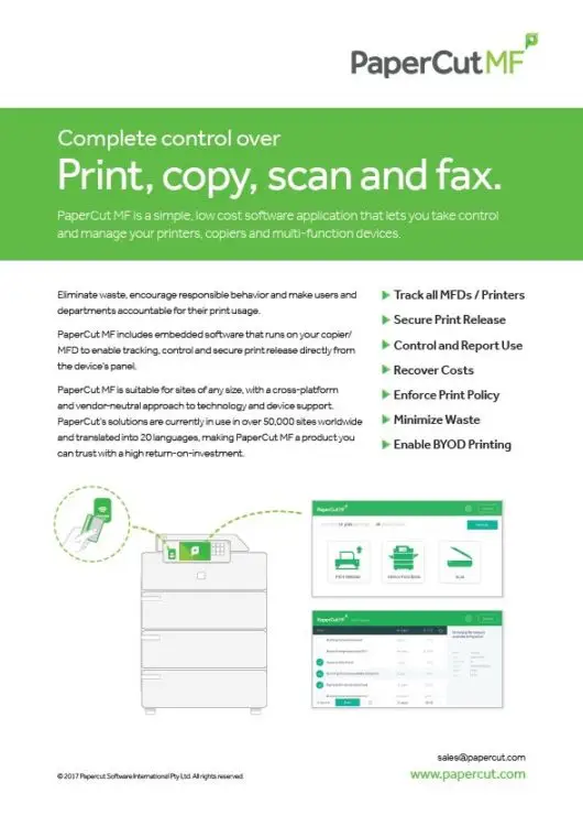 Papercut, Mf, Fact Sheet, LA Office Solutions