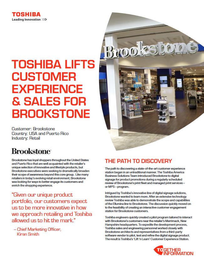 Brookstone, Case Study, Digital Signage, Toshiba, LA Office Solutions