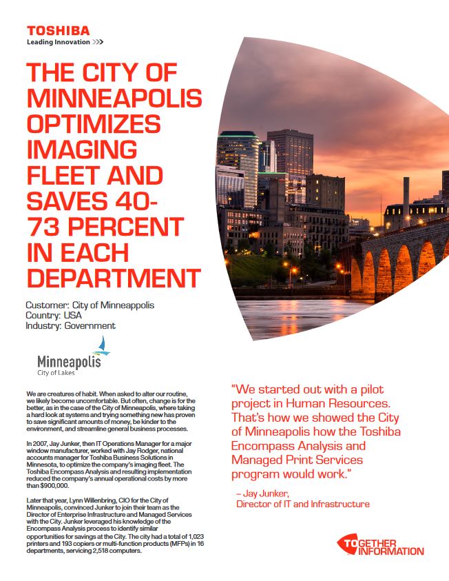 City Of Minneapolis, Case Study, MPS, MDS, Toshiba, LA Office Solutions