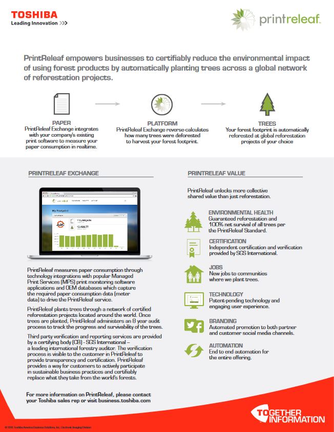 Print Releaf, Toshiba, LA Office Solutions