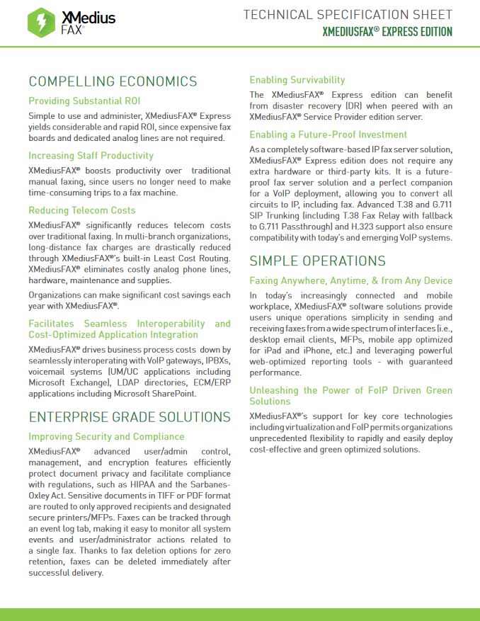 Xmedius Fax Express Edition Brochure, XMedius Fax, LA Office Solutions